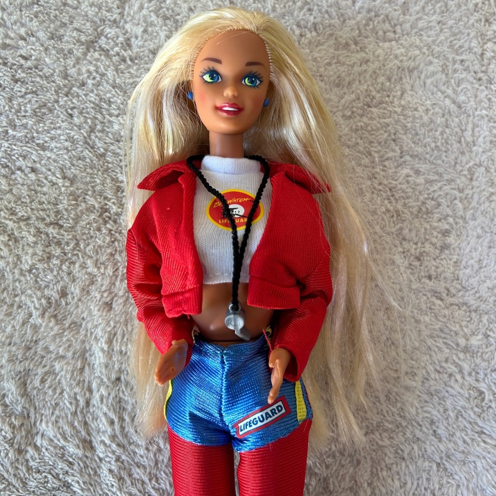 Vintage 1994 Mattel Baywatch Barbie Doll Lifeguard Red Jacket Whistle 13199 - Picture 8 of 8